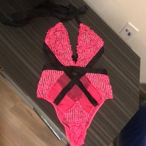 Victoria’s Secret Satin Pink Lacy Teddy